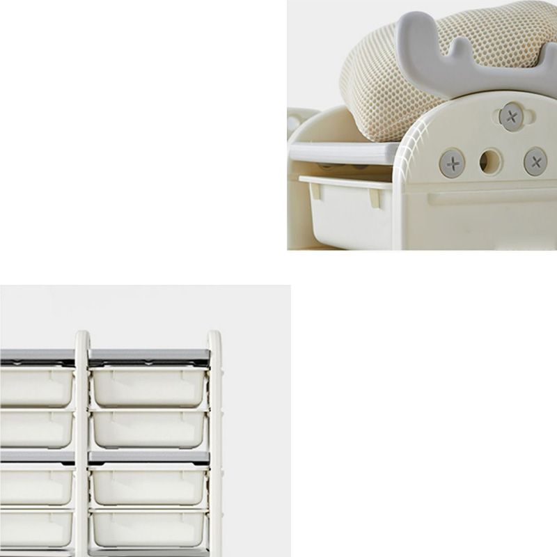 Plastic Standard Kids Bookcase with Closed Bac in White with Drawers