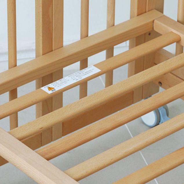 Wood Folding Baby Crib Modern Convertible Nursery Bed with Guardrail