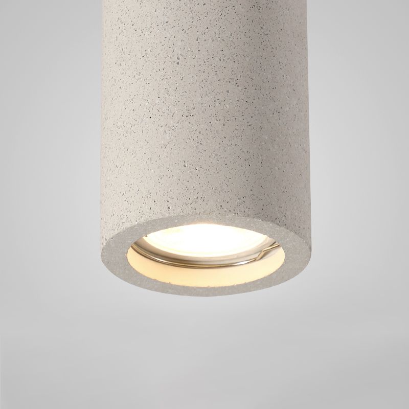 Cement Cylinder Flush Mount Minimalist 1 - Light Ceiling Flush in White / Grey