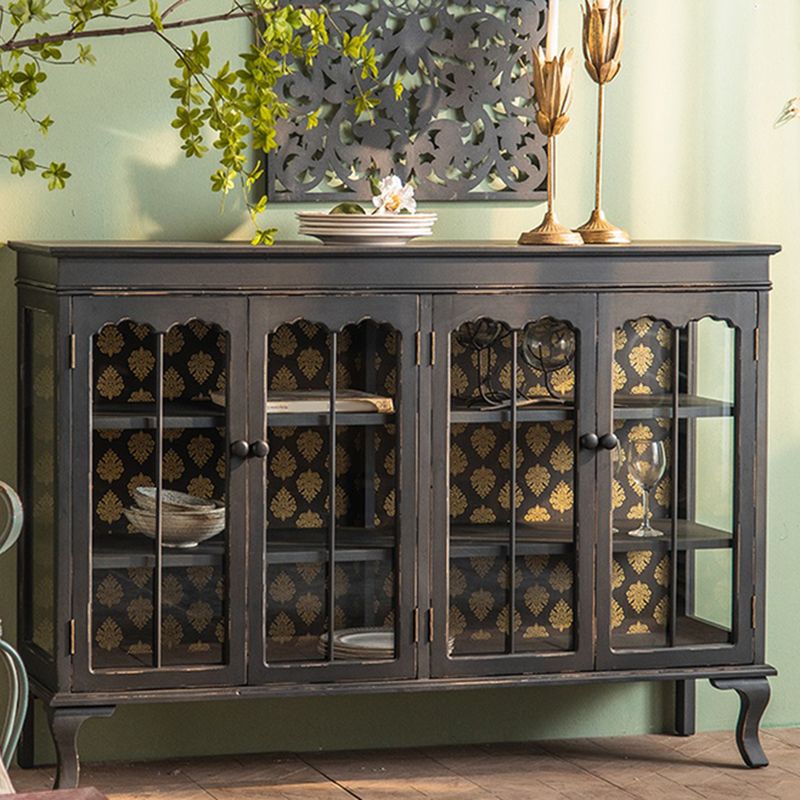 Traditional Solid Wood Cabinet Display Buffet Cabinet with Doors for Living Room