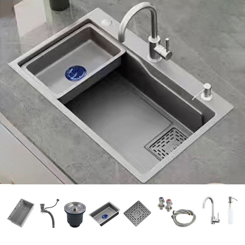 Modern Kitchen Sink Stainless Steel with Accessories and Faucet Top-Mount Kitchen Bar Sink