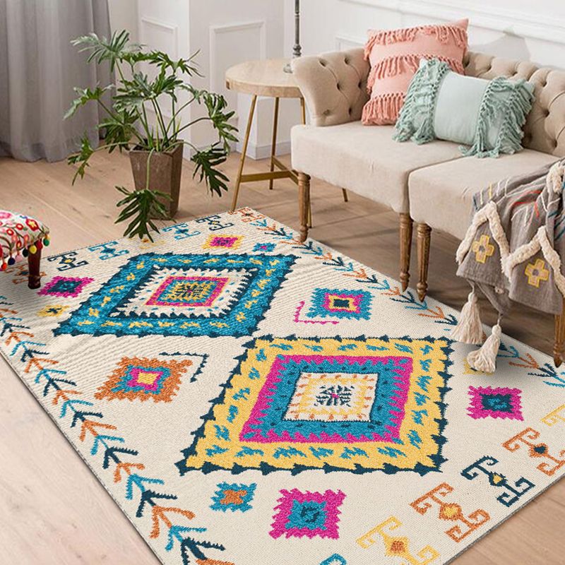 Nordic Decoration Rug Multicolored Geometric Print Indoor Rug Polyster Non-Slip Pet Friendly Washable Area Carpet