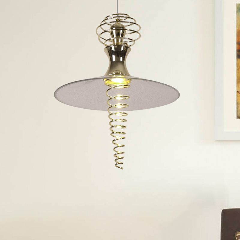 Spiral Hanging Lamp with Flared Shade Modern Creative Metal Modern 1 Light Chrome/Gold Living Room Pendant Light