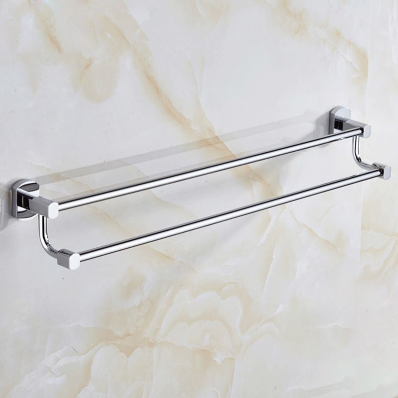 Contemporary Bathroom Accessories Hardware Set In Silver Metal