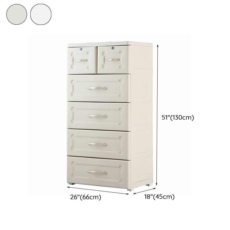 Plastic Vertical Kids Nightstand Contemporary Nursery Dresser for Home