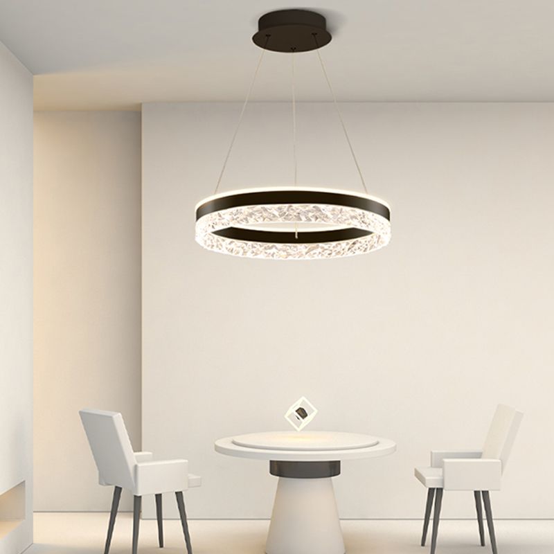 Modern Chandelier LED Hanging Pendant Light Fixture with Acrylic Shade for Living Room