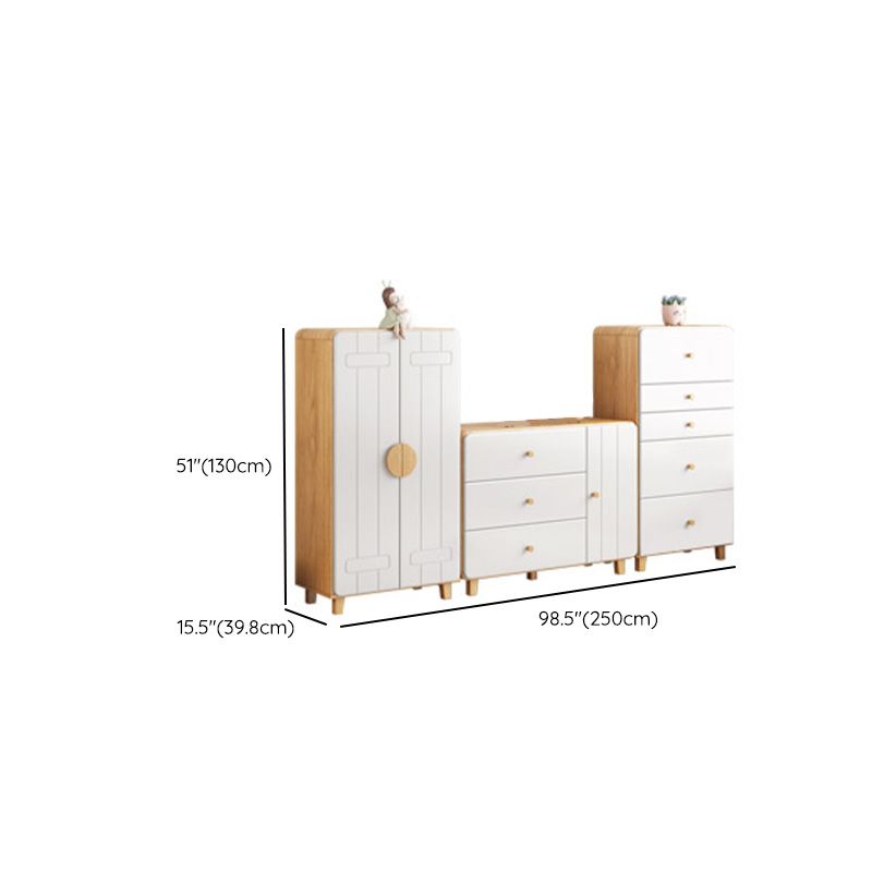 Wooden Modern Coat Locker White Glossy Kids Closet with Garment Rod