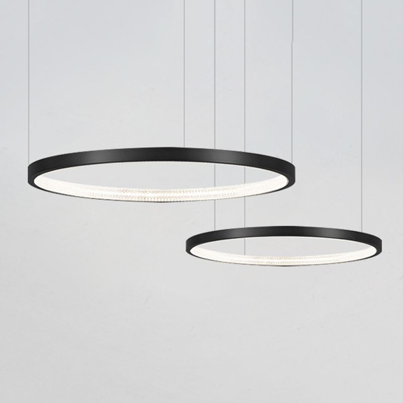 Round Shape Chandelier Lights Modern Metal 2 Light Chandelier Lighting Fixtures in Black