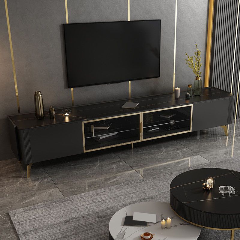 Glam TV Media Console Enclosed Storage TV Console for Living Room