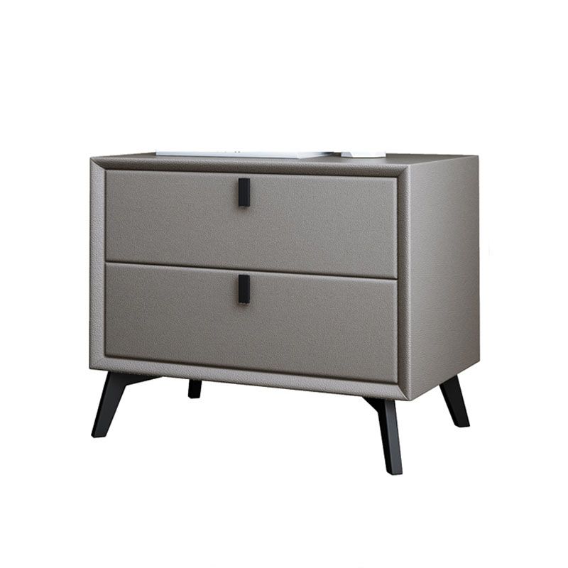 Leather Bed Nightstand Contemporary Bedside Cabinet for Bedroom