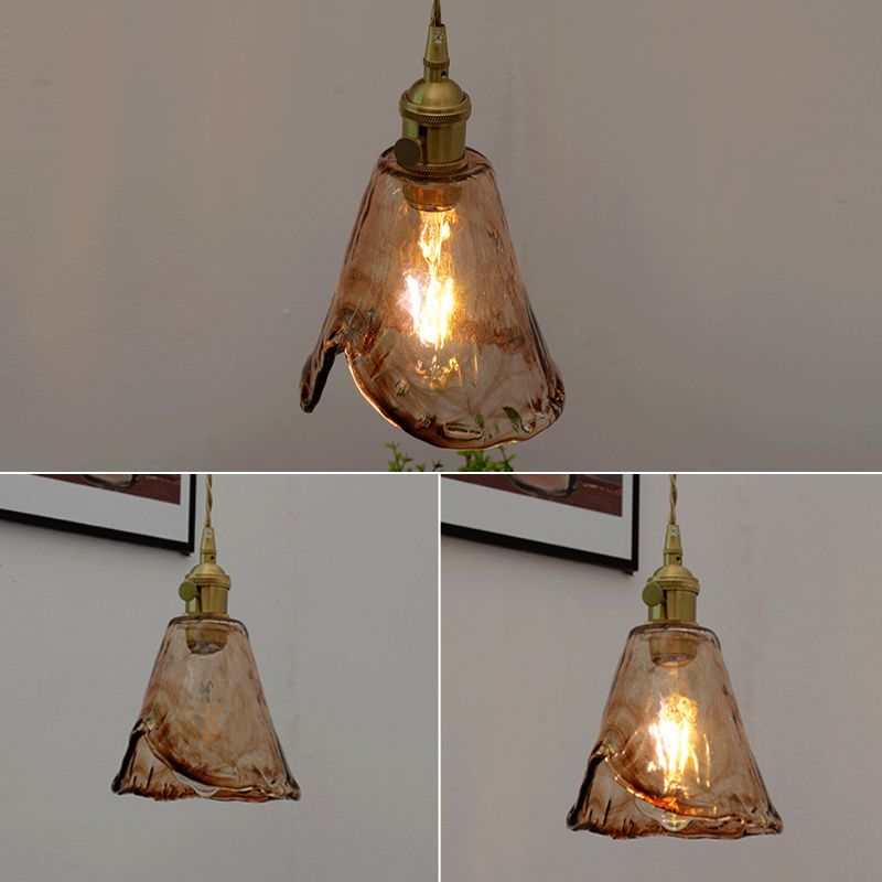 Industrial Suspension Lamp 1-Light Restaurant Pendant Light Fixture with Glass Shade