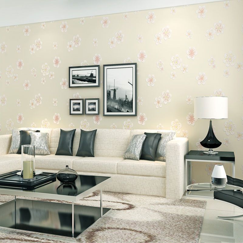 20.5" x 31' Flowers Wallpaper for Girl's Bedroom Blossoms Wall Art in Pink, Stain-Resistant