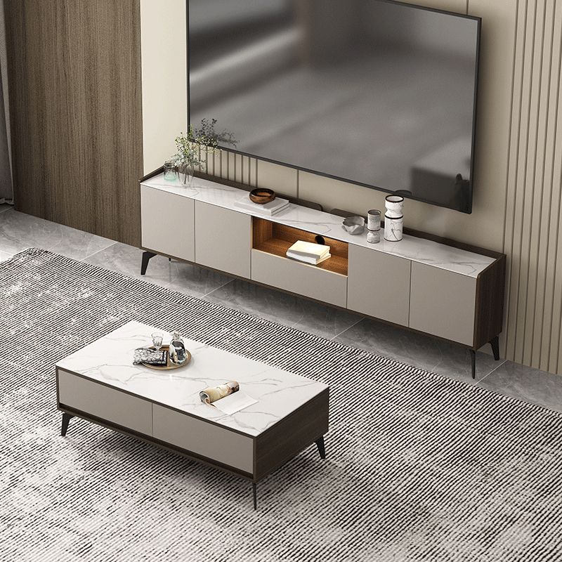 Modern TV Console Stone Media Console TV Media Console with Drawer