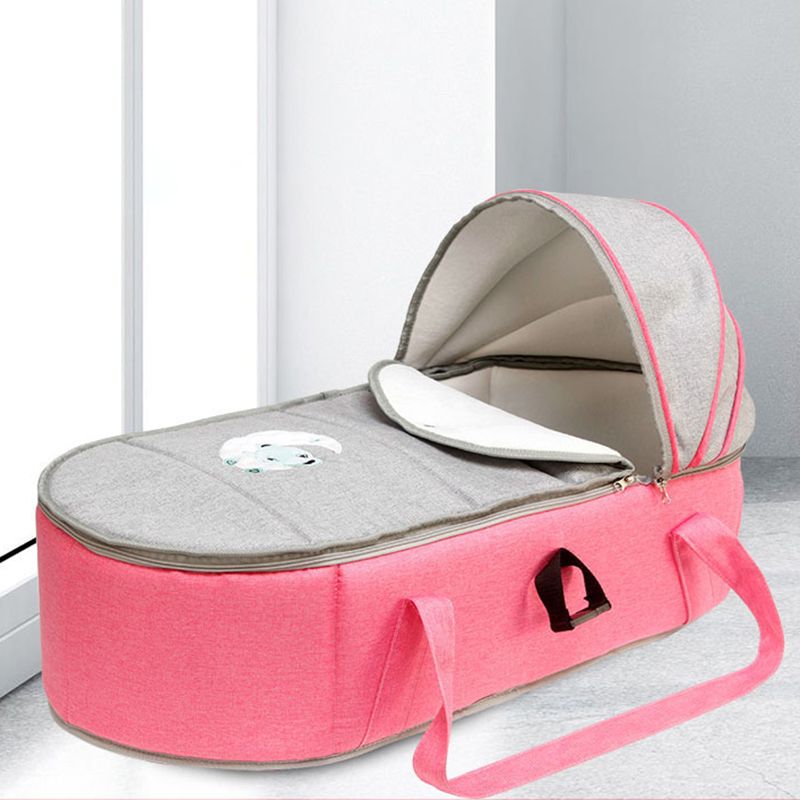 Matte Fabric Portable Moses Basket Foldable Bassinet with Canopy