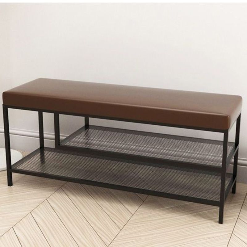 Modern Seating Bench Foam Cushioned 17.72 Inch H Bench with Shoe Storage