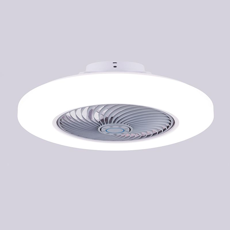 Luz de ventilador de techo LED blanco acrílico en montura de lavado de hierro de estilo conciso moderno para dormitorio