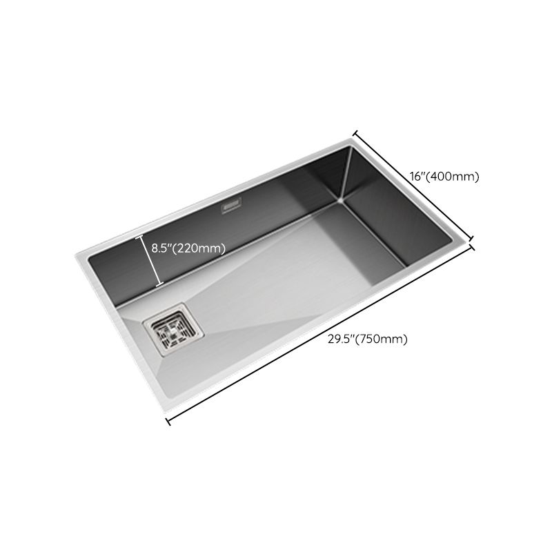 Contemporary Style Kitchen Sink Stainless Steel 1 Holes Undermount Kitchen Sink