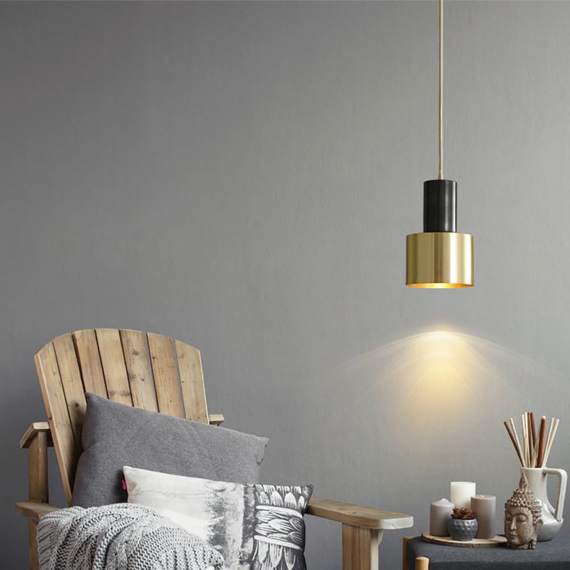 Metal Cylindrical Shade Hanging Lights Postmodern Style 1 Light Hanging Mount Fixture for Bedroom