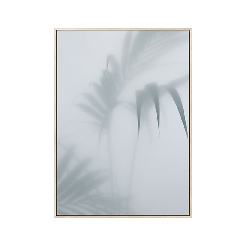 White Frosted Palm Leaf Canvas Print Botanic Nordic Textured Wall Art for Sitting Room