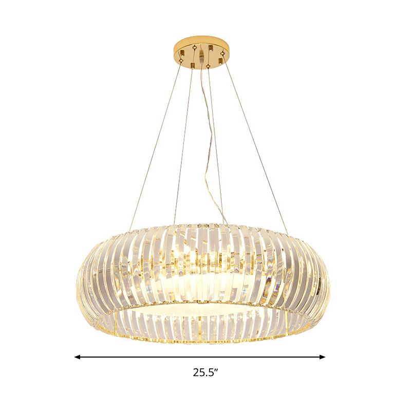 Donut Chandelier Lighting Modernist Crystal 6/8 Bulbs Gold Suspension Pendant Light in Warm/White Light, 21.5"/25.5" Wide