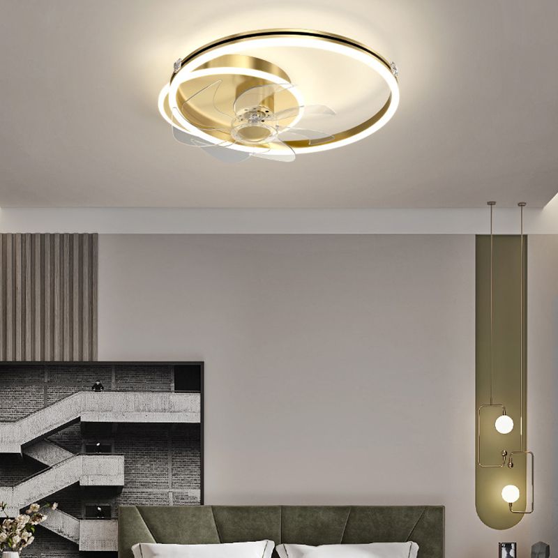 Light Luxury Iron Ceiling Fan Lamp Geometry LED Ceiling Fan Light for Living Room