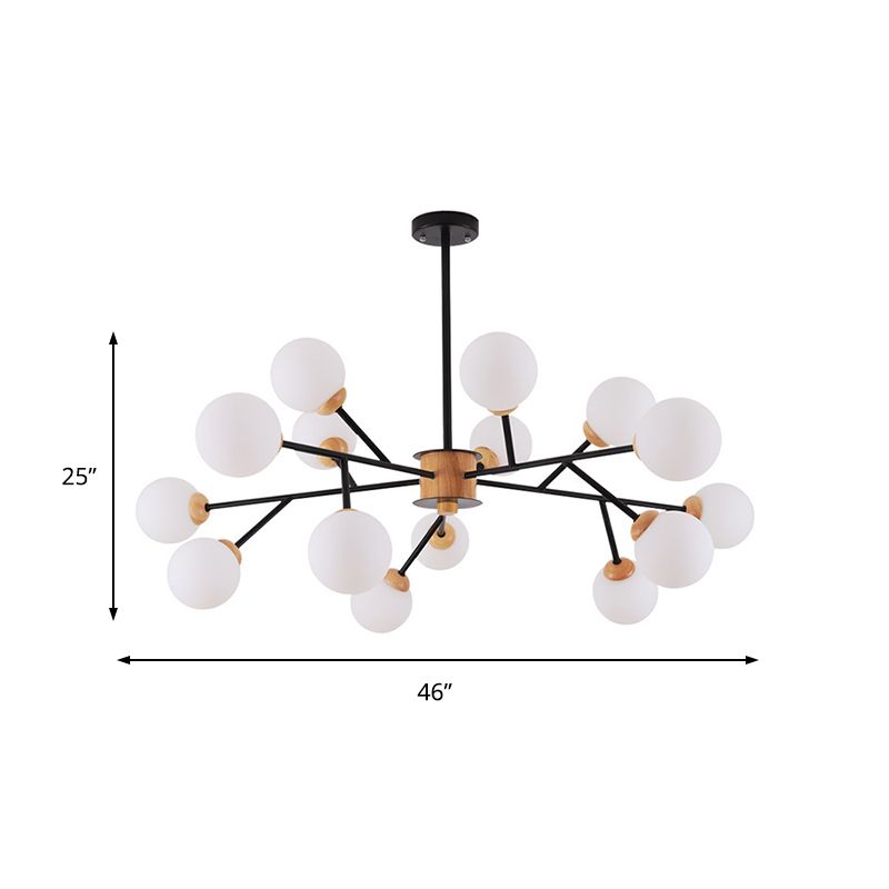 Sfera di vetro lattiginoso lampadario sospeso il lampadario contemporaneo 6/15 teste bianche/nero appuntamento di illuminazione sospeso