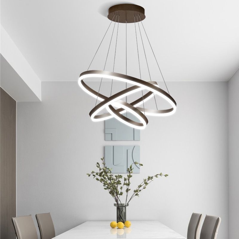 Modern Circle Shape Chandelier Lights Metal Chandelier Lighting Fixtures in Brown