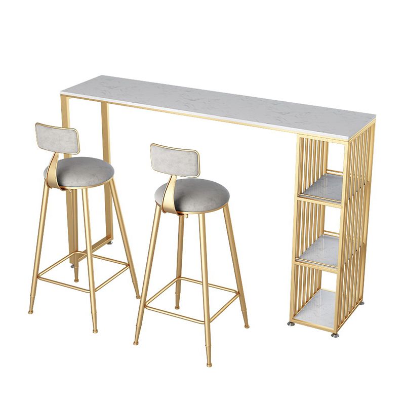 Artificial Marble Cocktail Bar Table 42-inch Height Metal Base Bar Height Storage Table