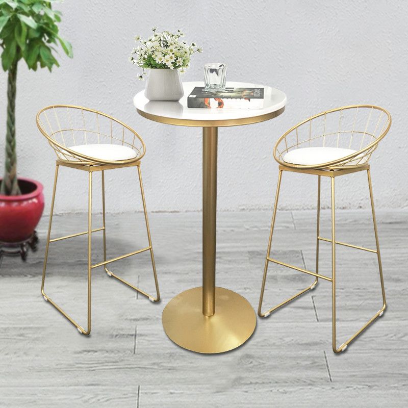 White Glam Style Ropund Table in Iron and Wood Table Milk Tea Shop Bar Table