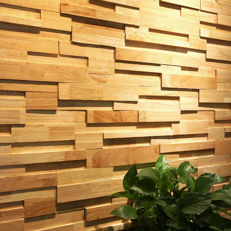 Mosaic Wood Wall Paneling Glue down Living Room Modern Style Wood Plank