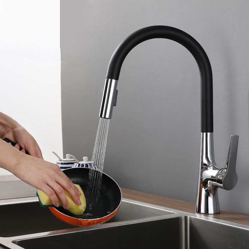 Contemporary Single Handle Kitchen Faucet Water Filler with Pull out Sprayer