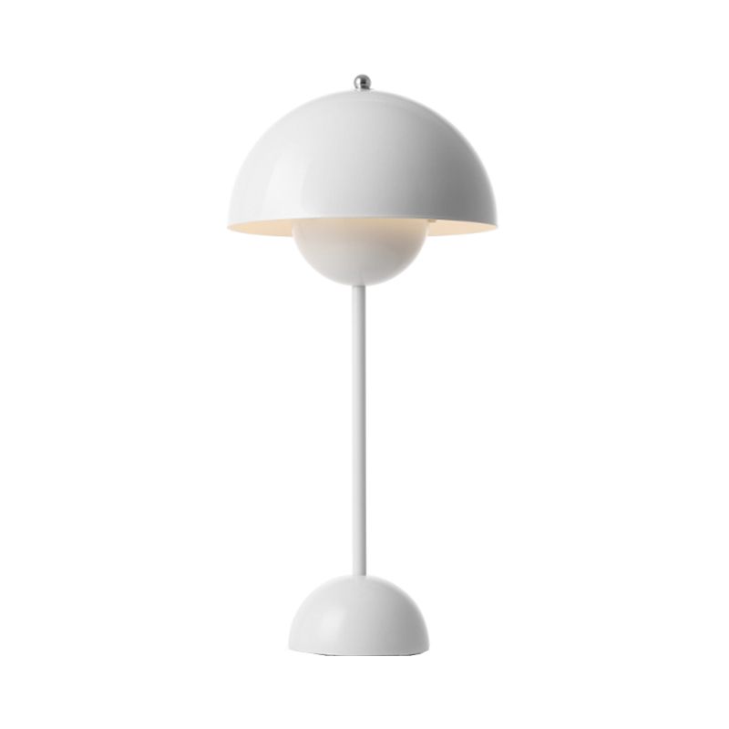 1-Light Study Room Reading Light Macaroon White/Black/Red Finish Table Lamp with Dome Metal Shade