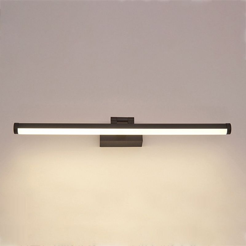 Linear Shape Metal Wall Sconce Modern Style 1 Light Mirror Wall Mount Lighting in Black