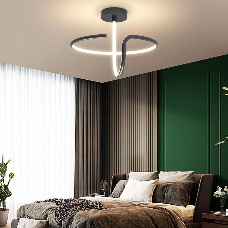 Simple Twisted Semi Flush Mount Light Acrylic LED Bedroom Semi Flush Ceiling Light