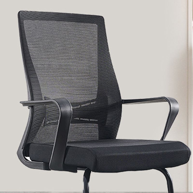 Black Mid-Back Office Chair Mesh Chair with Armrest Desk Chair