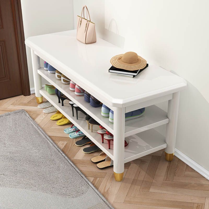 12 inch Width Modern Entryway Bench Wooden Seating Bench with Shelves