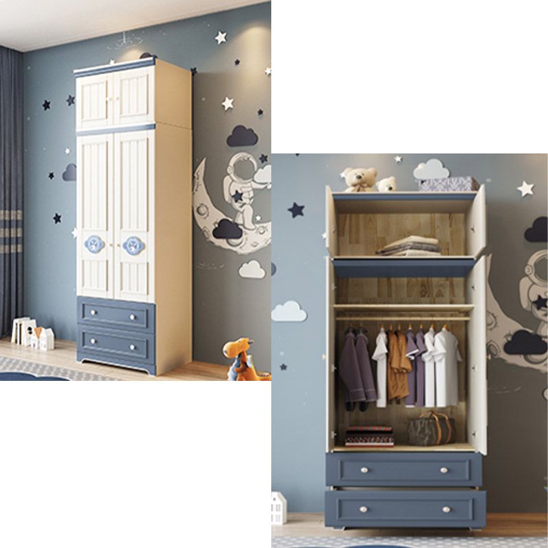 Modern Wooden Wardrobe Cloth Rod Included Kids Closet for Bedroom