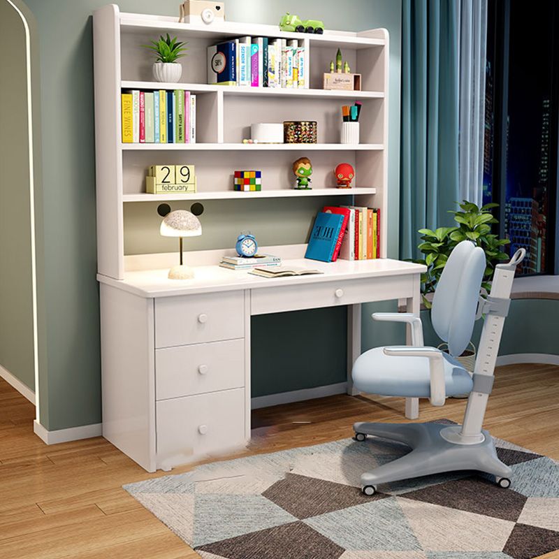 Solid Wood Kids Desk Writing Desk 23.6"W Kids Desk with Bookshelf