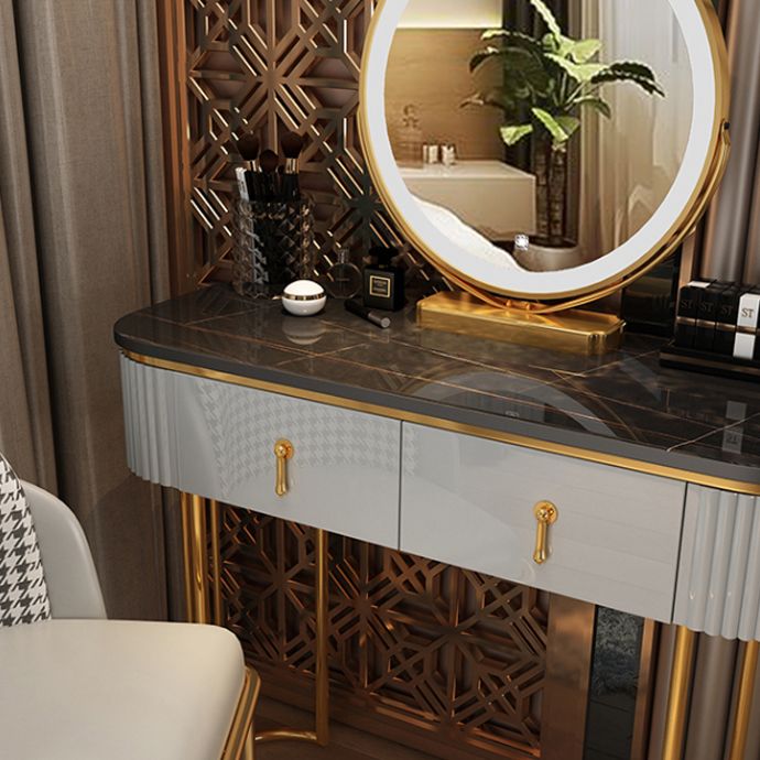 Glam With Drawer Lighted Mirror Bedroom Wooden Dressing Table