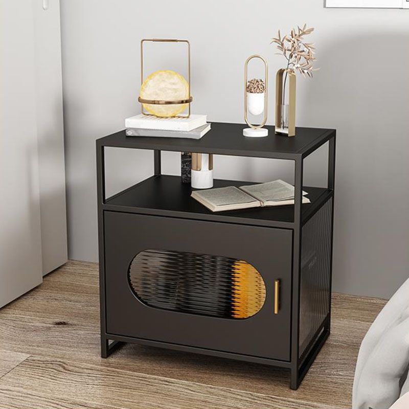 Modern Metal Night Table Storage Bedside Cabinet with Door for Bedroom