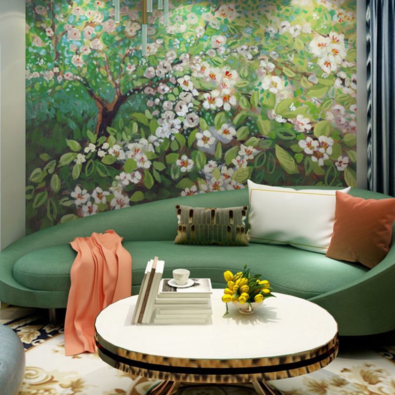 Non-Woven Big Wall Decor Green Tree Mural Wallpaper, Personalized Size Available