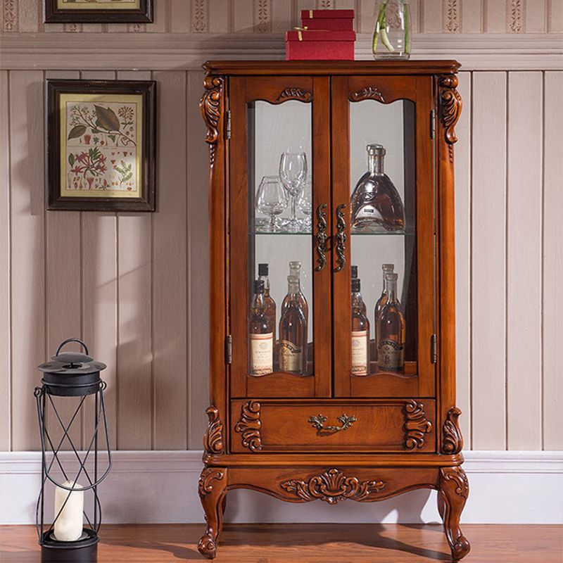 Traditional Birch Curio Cabinet Glass Doors Display Cabinet for Bedroom