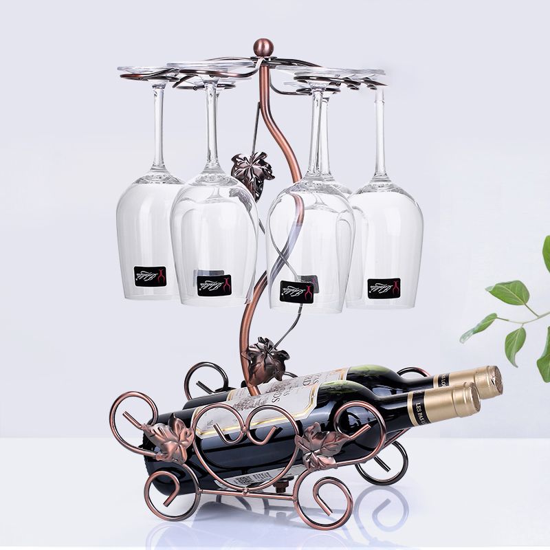 Metal Countertop Wine Glass Stemware Rack Holder Contemporary Bottle Rack Single Rail