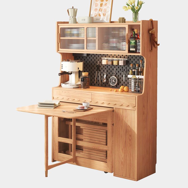 Modern Wood Server Table 3 Drawers Open Storage Cabinets Included for Home