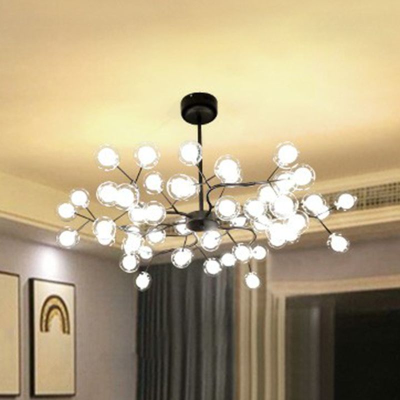 Lucichisiaques salon plafond accroche de métal minimaliste lustre à LED en noir