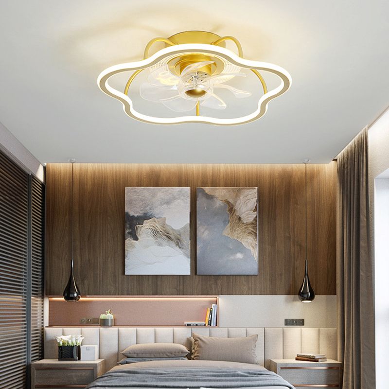 Black/Golden Fan with Light 7-Blade Modern Ceiling Fan for Bedroom