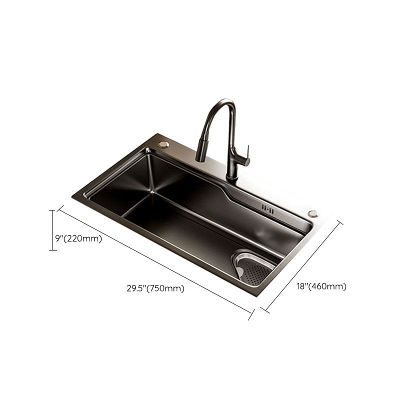 Contemporary Style Kitchen Sink Stainless Steel 3 Holes Drop-In Kitchen Sink