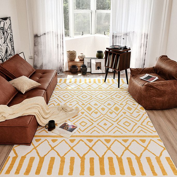 Simple Solid Color Bohemian Rug Polyester Herringbone Area Rug Non-Slip Backing Carpet for Living Room