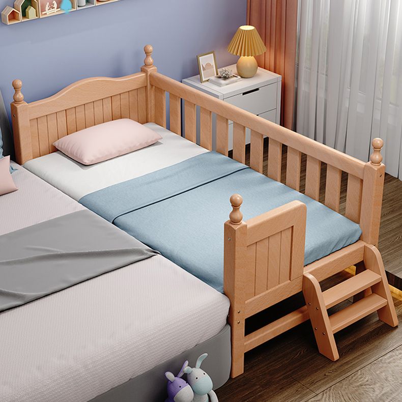 Modern Beech Wood Baby Crib with Mattress, Standard Size Nursery Crib in Light Wood