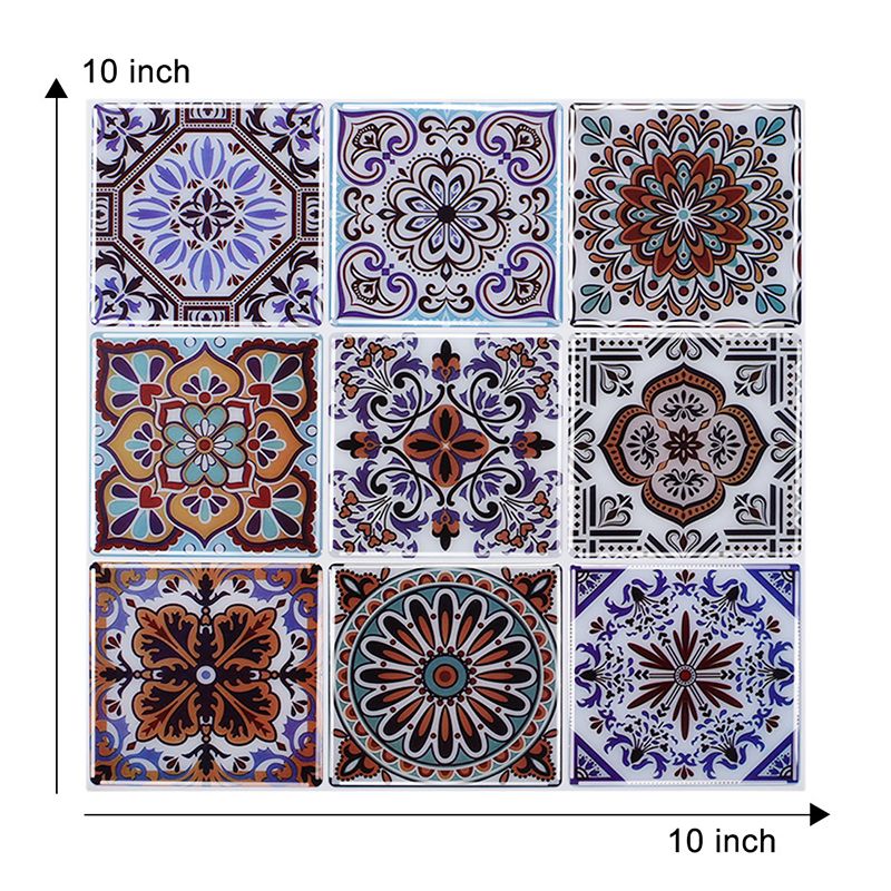 Bohemian Mandala Wallpaper Panels PVC Easy Peel off Purple Wall Art for Living Room